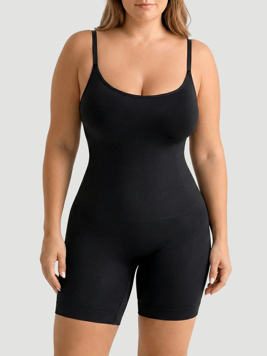 Scoop Neck Bodysuit Shaping Shorts
